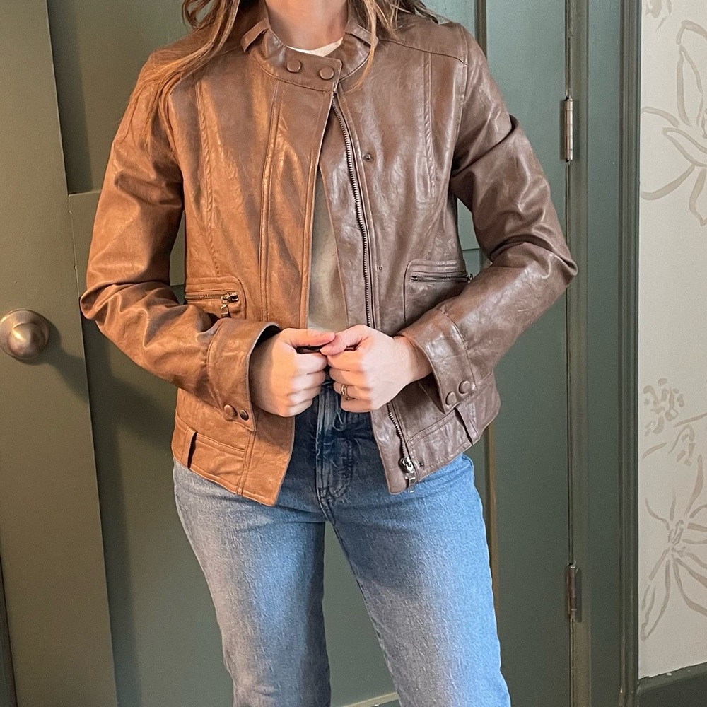 Brown leather vest